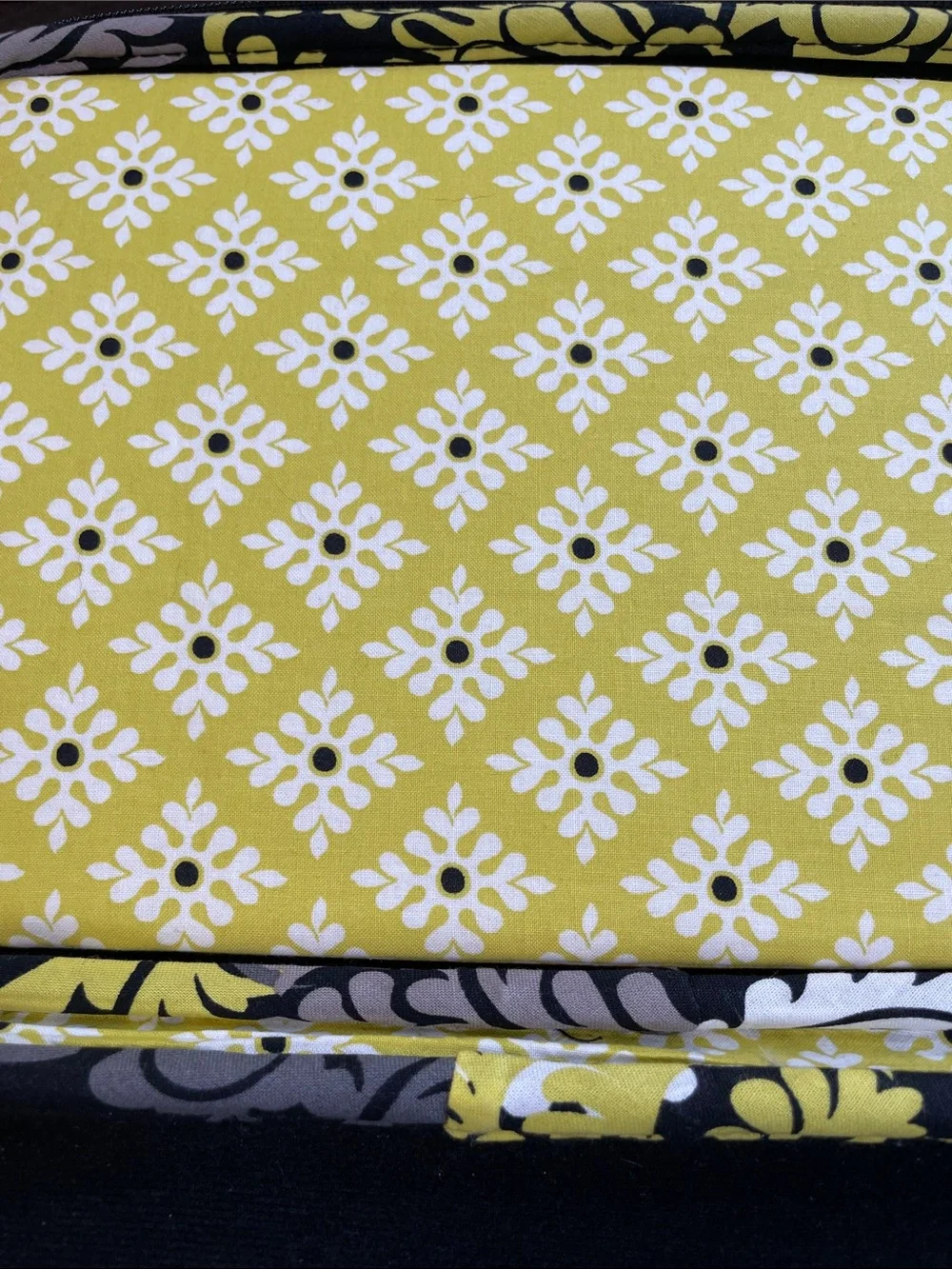 Vera Bradley IPad Case Quilted Floral Case in Yellow, Gray and Black